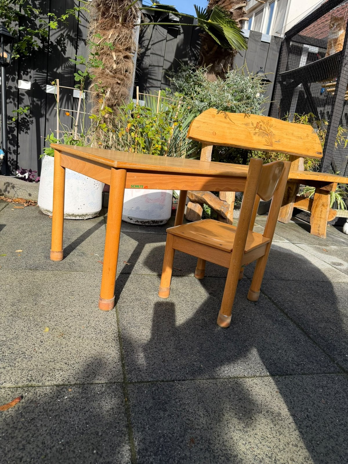 Peuter/ kleuter hout tafeltje en stoeltje, Kinderen en Baby's, Ophalen, Gebruikt, Tafel(s) en Stoel(en)