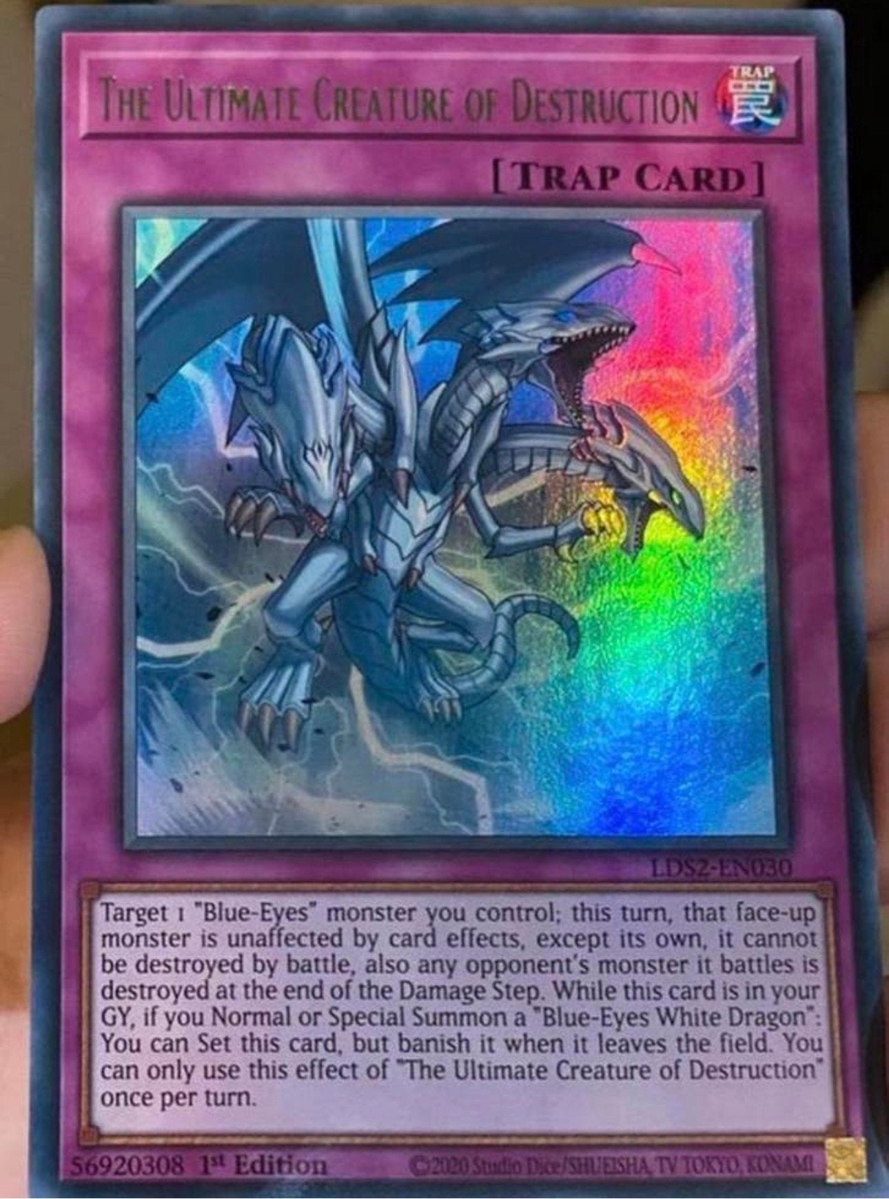 Yu-Gi-Oh! The Ultimate Creature of Destruction LDS2 1st Ed !, Ophalen of Verzenden, Zo goed als nieuw, Losse kaart, Foil