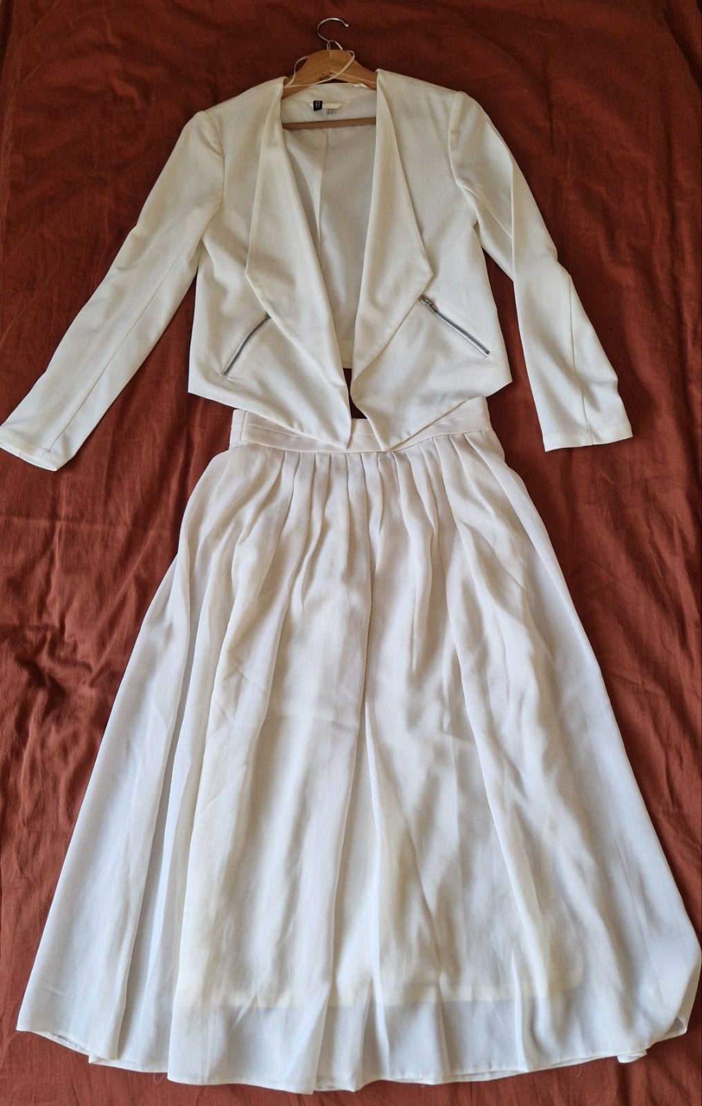 Witte blazer en rok zomerset, Kleding | Dames, Jasjes, Kostuums en Pakken, H&M, Wit, Ophalen of Verzenden, Zo goed als nieuw