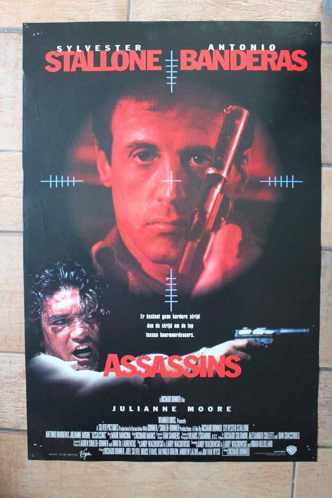 filmaffiche Sylvester Stallone Assassins 1995 filmposter, Rechthoekig Staand, Ophalen of Verzenden, Zo goed als nieuw, A1 t/m A3