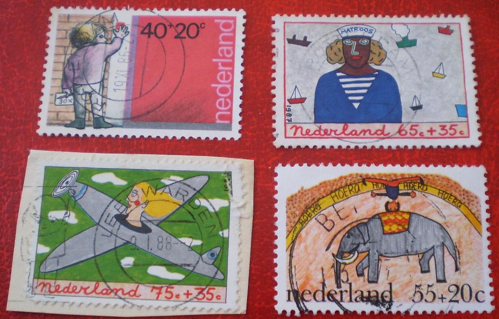 Nederland - 4x Kinderpostzegels 1976 / 1978 / 1987, Postzegels en Munten, Postzegels | Nederland, Verzenden, Na 1940, Gestempeld