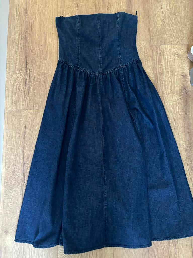 Zara spijkerstof strapless lange jurk - Nieuw met prijskaart, Kleding | Dames, Maat 38/40 (M), Blauw, Nieuw, Ophalen of Verzenden