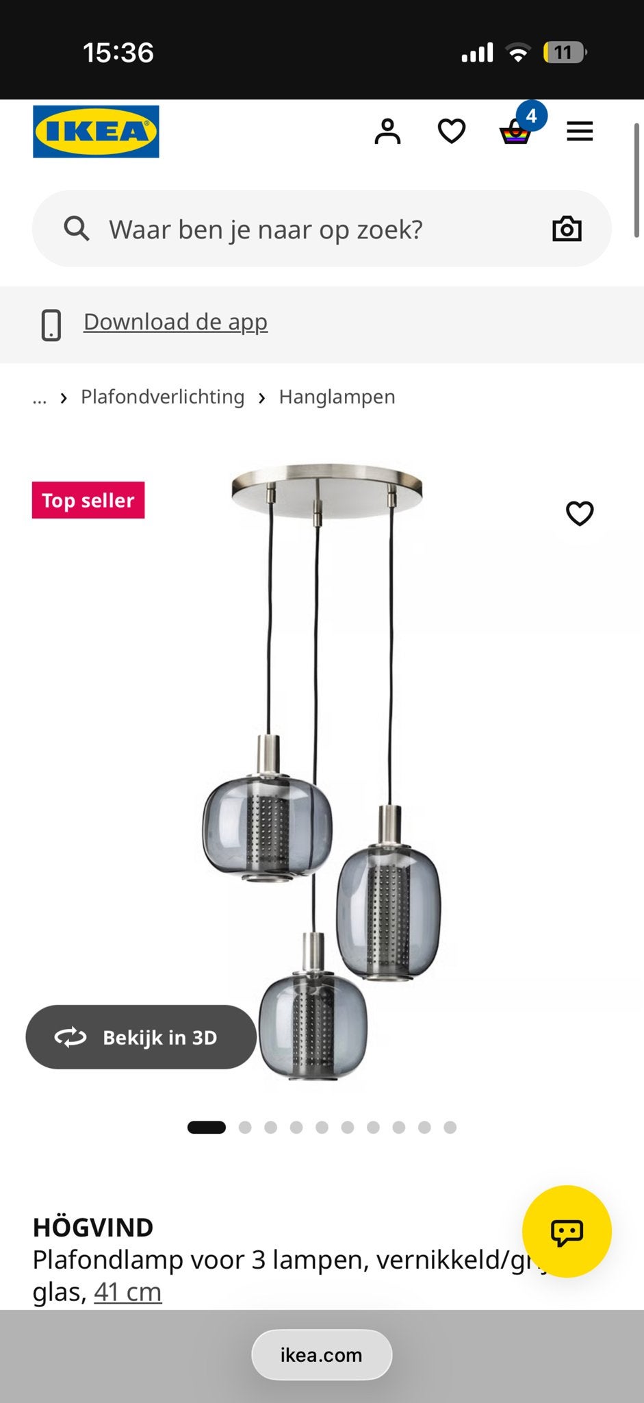 IKEA HÖGVIND Plafondlamp – Nieuw in doos met 4 lampen, Ophalen of Verzenden, Nieuw, Glas, GU10