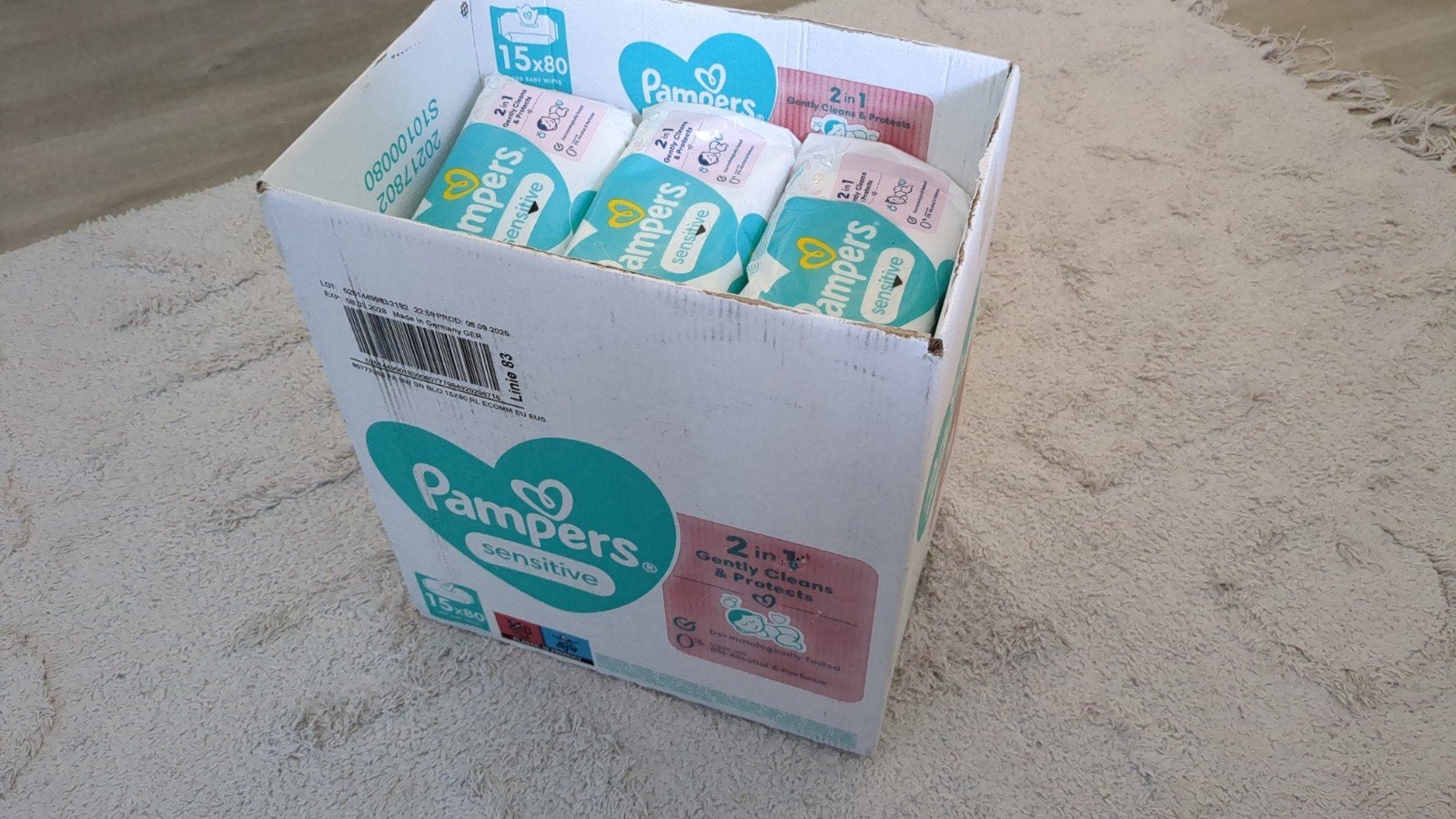 Pampers Sensitive billendoekjes - 15x80 stuks, Ophalen, Nieuw