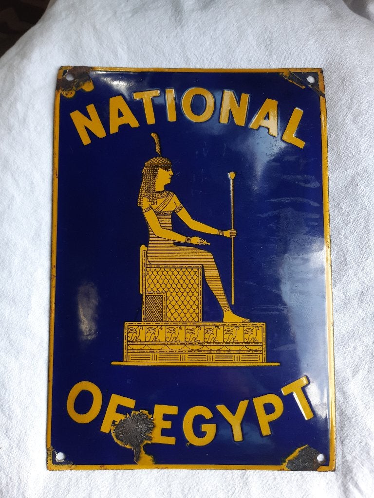 emaille bord bordje national of egypt orgineel 30 tiger jare, Ophalen of Verzenden