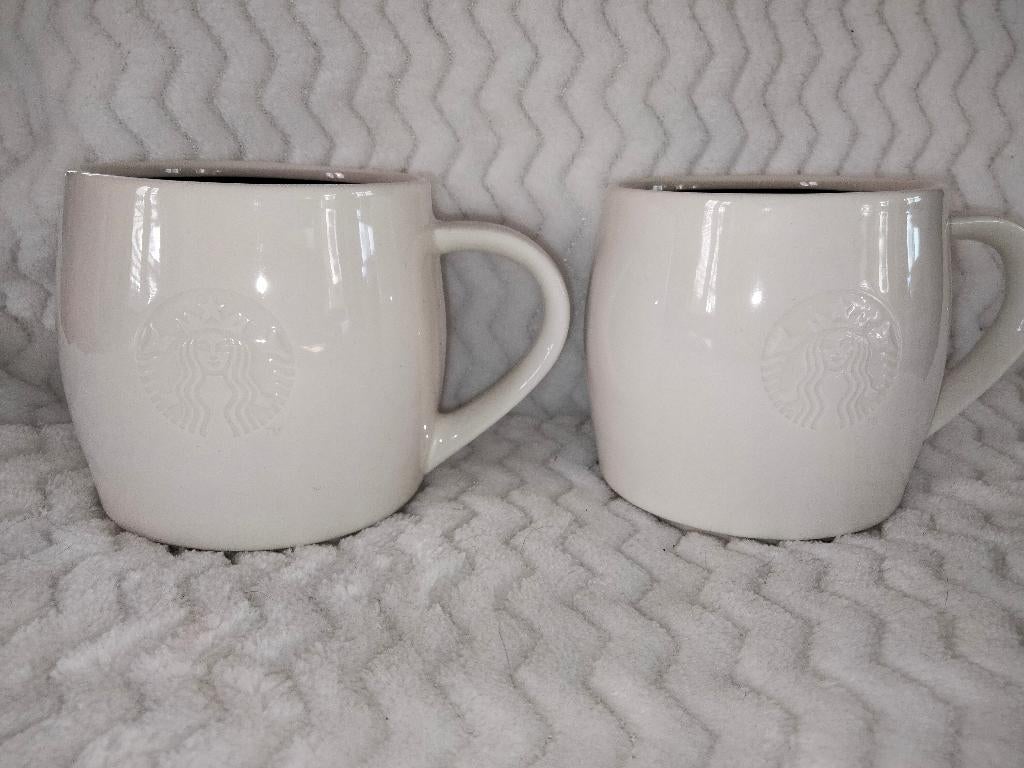 2 Starbucks bekers /mokken wit-groen, Ophalen of Verzenden, Zo goed als nieuw, Gebruiksvoorwerp