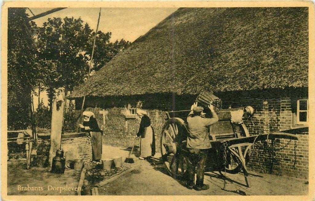 388-540-027 Brabants Dorpsleven Boerderij Waterput Koets, Verzenden, Voor 1920, Noord-Brabant