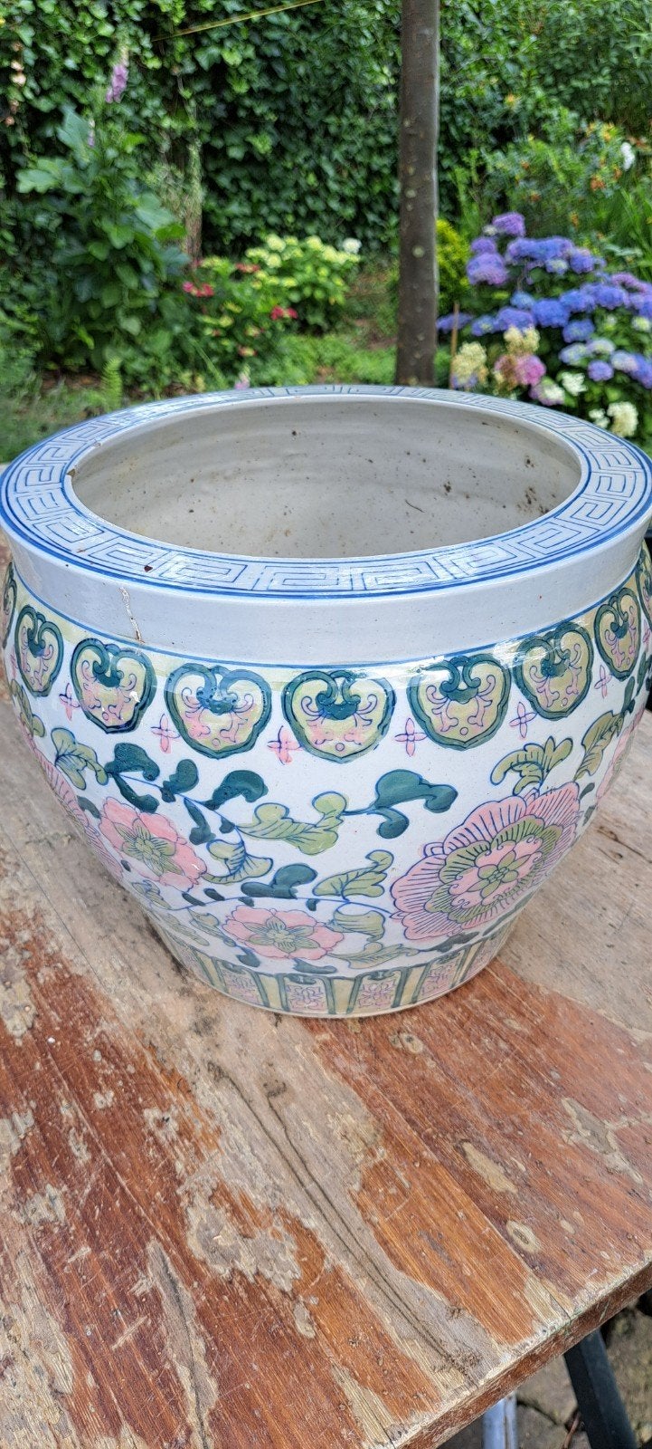 Antieke Chinese bloempot met bloemmotief, Ophalen of Verzenden