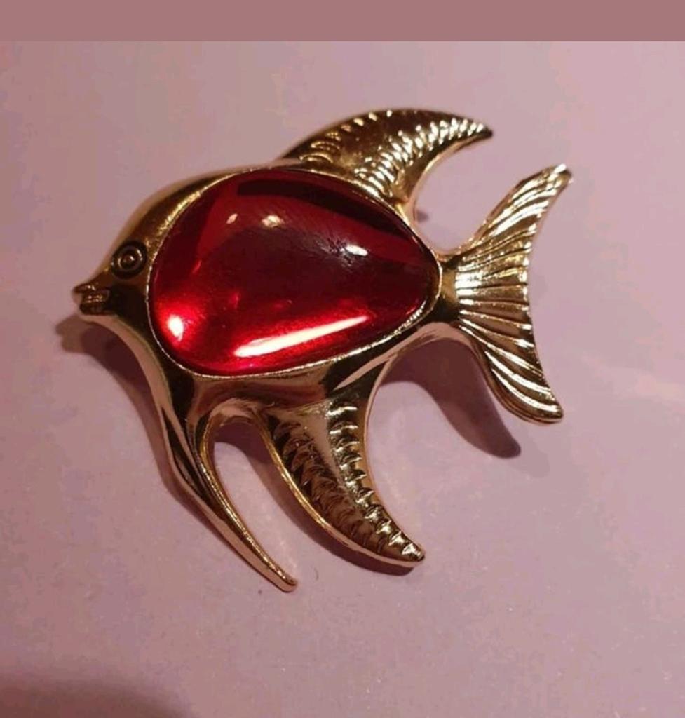 Vintage broche vis, Ophalen of Verzenden, Zo goed als nieuw, Overige materialen
