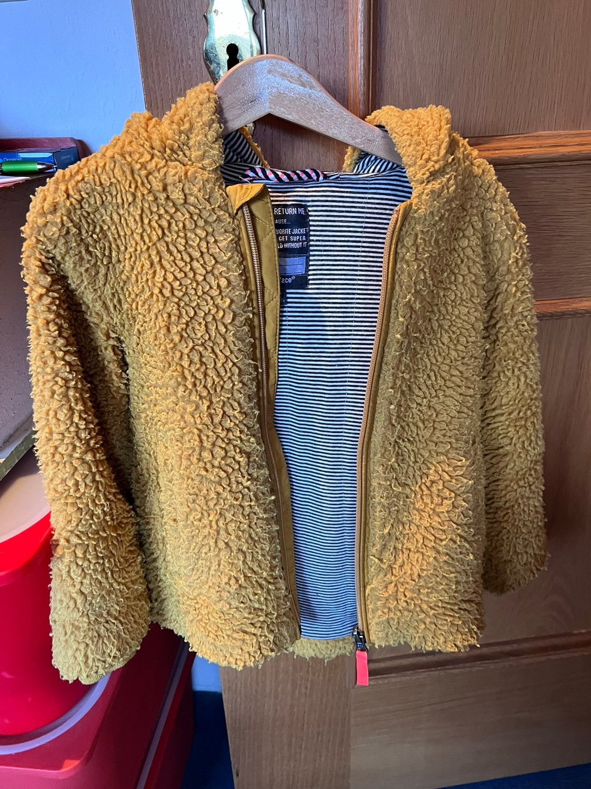 Jas Teddy/oker, maat 104, Kinderen en Baby's, Kinderkleding | Maat 104, Ophalen of Verzenden, Gebruikt, Jongen of Meisje, Jas