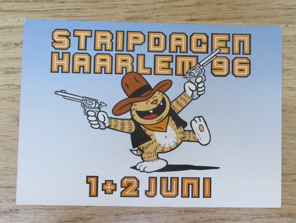 Reclamekaart stripdagen Haarlem juni 96 Garfield cowboy VSB, Ophalen of Verzenden, Garfield, Zo goed als nieuw, Plaatje, Poster of Sticker