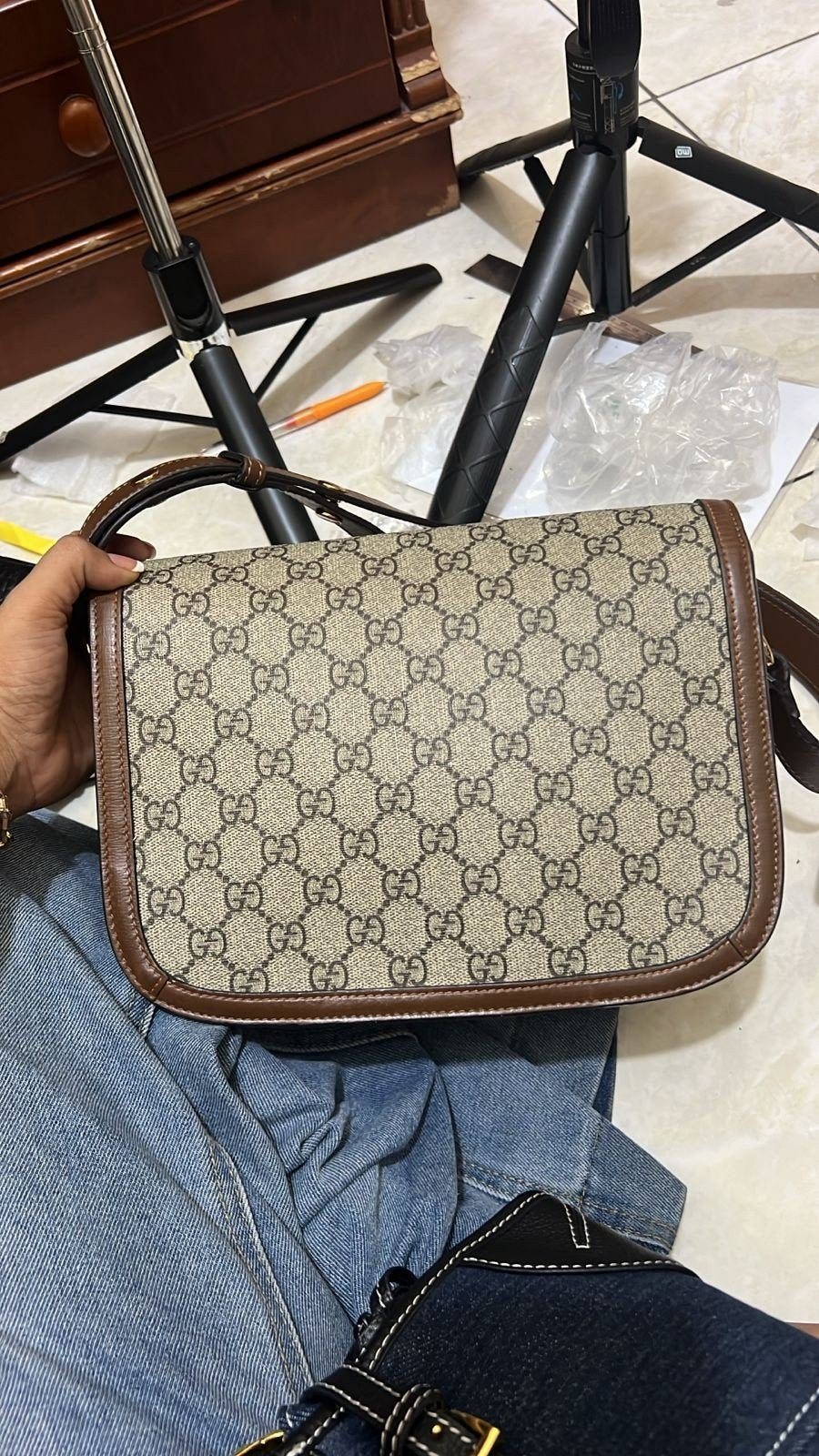 Gucci Horsebit 1955 Schoudertasje, Ophalen of Verzenden, Zo goed als nieuw, Bruin, Schoudertasje