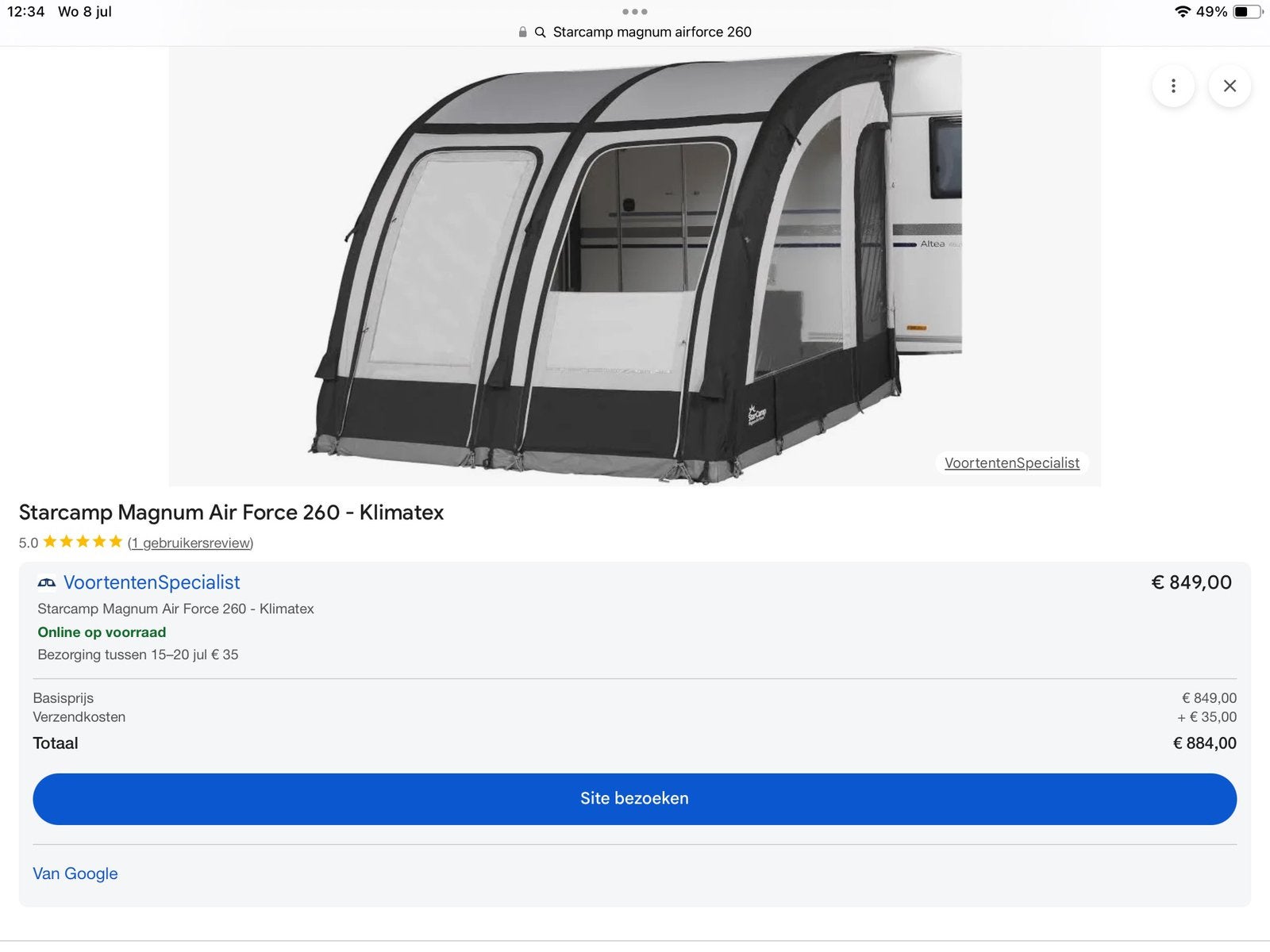 Nieuwe DOREMA Starcamp Magnum Airforce 260 Klimatex, Ophalen of Verzenden, Nieuw
