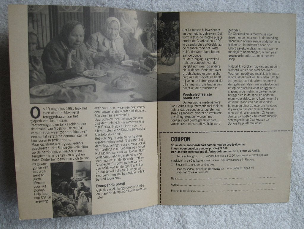 Voedselbonnenboekje Gaarkeuken Moskou - van Dorcas (Dorkas), Verzenden, Overige soorten, Nederland, Overige typen