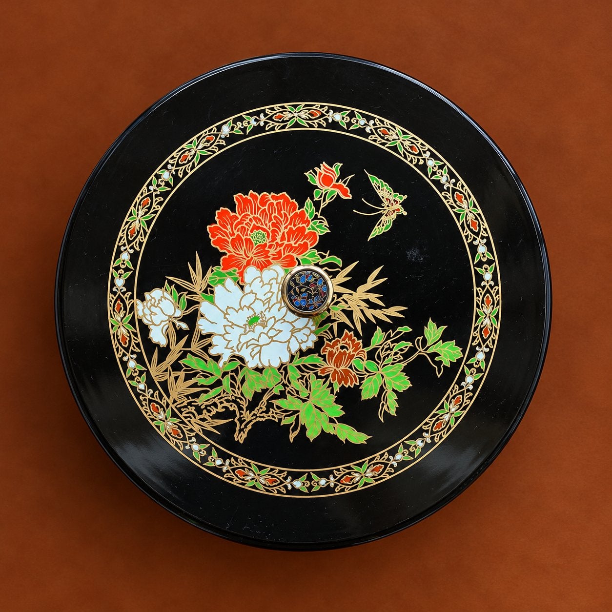 Vintage Opbergtrommel met Oosterse Bloemenprint, Ophalen of Verzenden