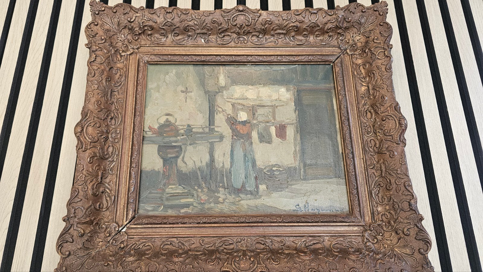 Gerard Hageman (1888-1963) - Olieverf boereninterieur, Ophalen of Verzenden
