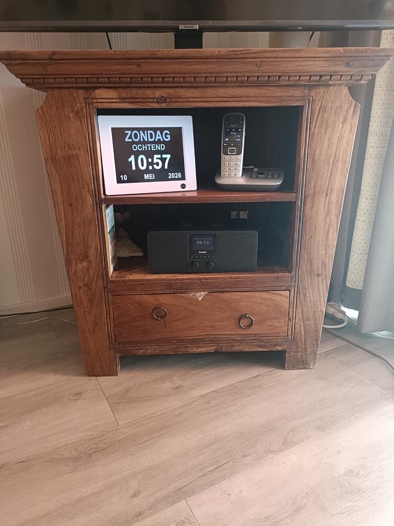 Teakhouten kastje - 77x44x77 cm, Huis en Inrichting, Kasten | Televisiemeubels, Ophalen, Gebruikt, Teakhout, 50 tot 100 cm