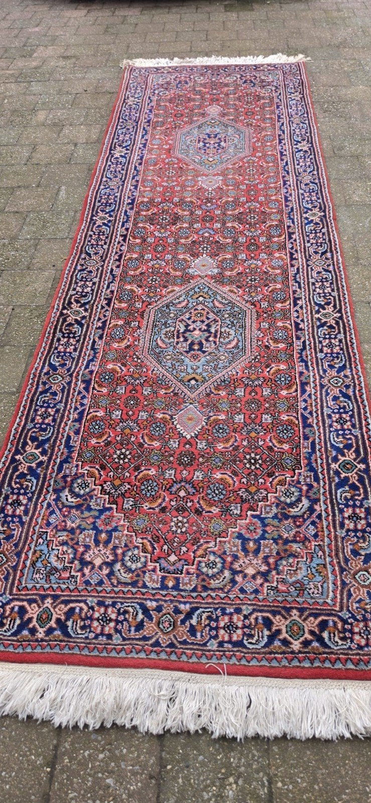 Prachtig groot handgeknoopt Perzisch tapijt loper 247x74, Gebruikt, 200 cm of meer, Rechthoekig, Perzisch