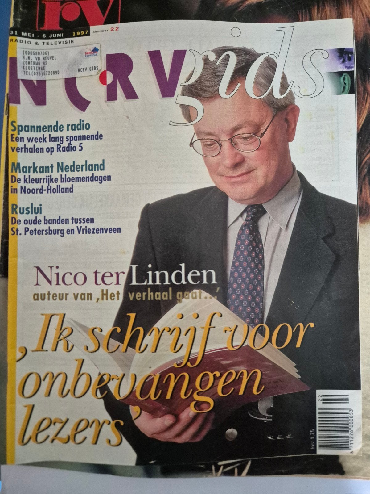 NCRV Gids - 31 mei - 6 juni 1997 - Nico ter Linden, Ophalen of Verzenden