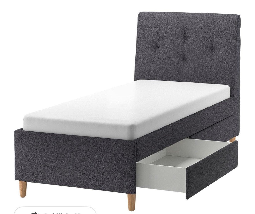 Bed idanas en foammatras akrehamn, Ophalen, 90 cm, Eenpersoons, Zo goed als nieuw