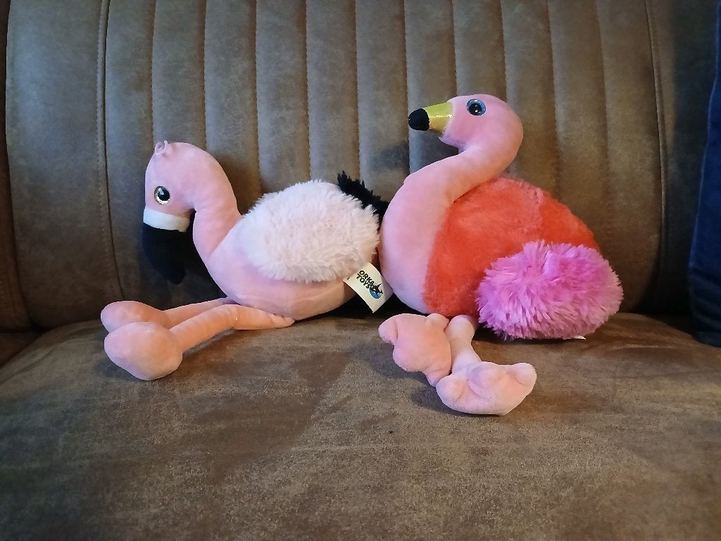 Flamingo knuffels (3x), Ophalen of Verzenden, Gebruikt, Overige typen
