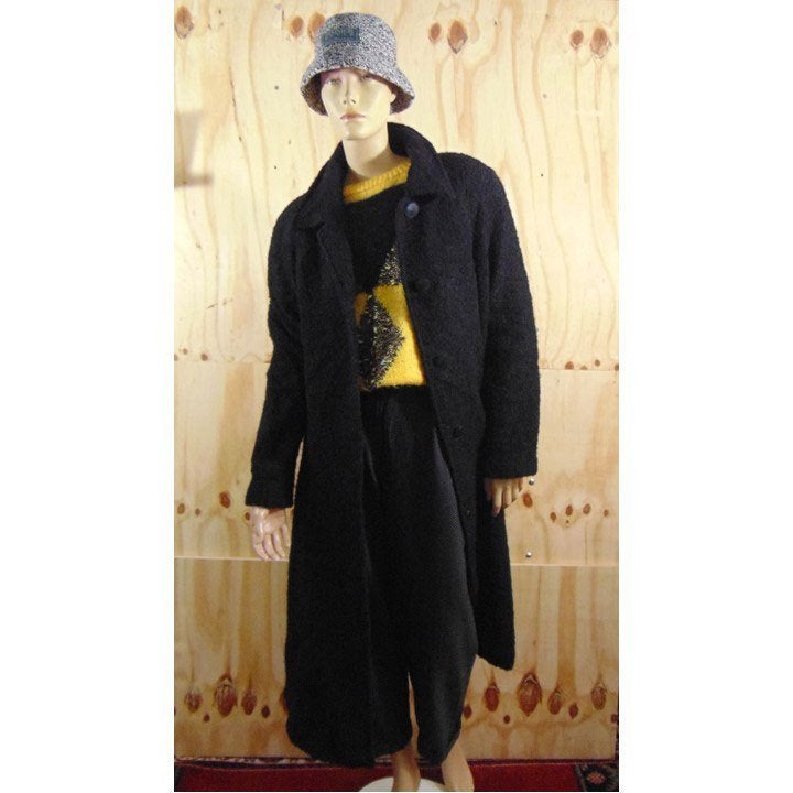 Vintage lange zwarte wollen jas maat 40, Kleding | Dames, Maat 38/40 (M), Verzenden, Zwart, Zo goed als nieuw