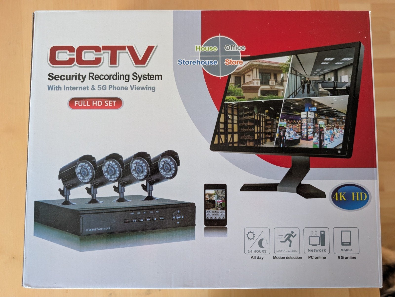 CCTV Beveiligingssysteem met 4 camera's 200gb schijf, Ophalen of Verzenden, Zo goed als nieuw, Buitencamera