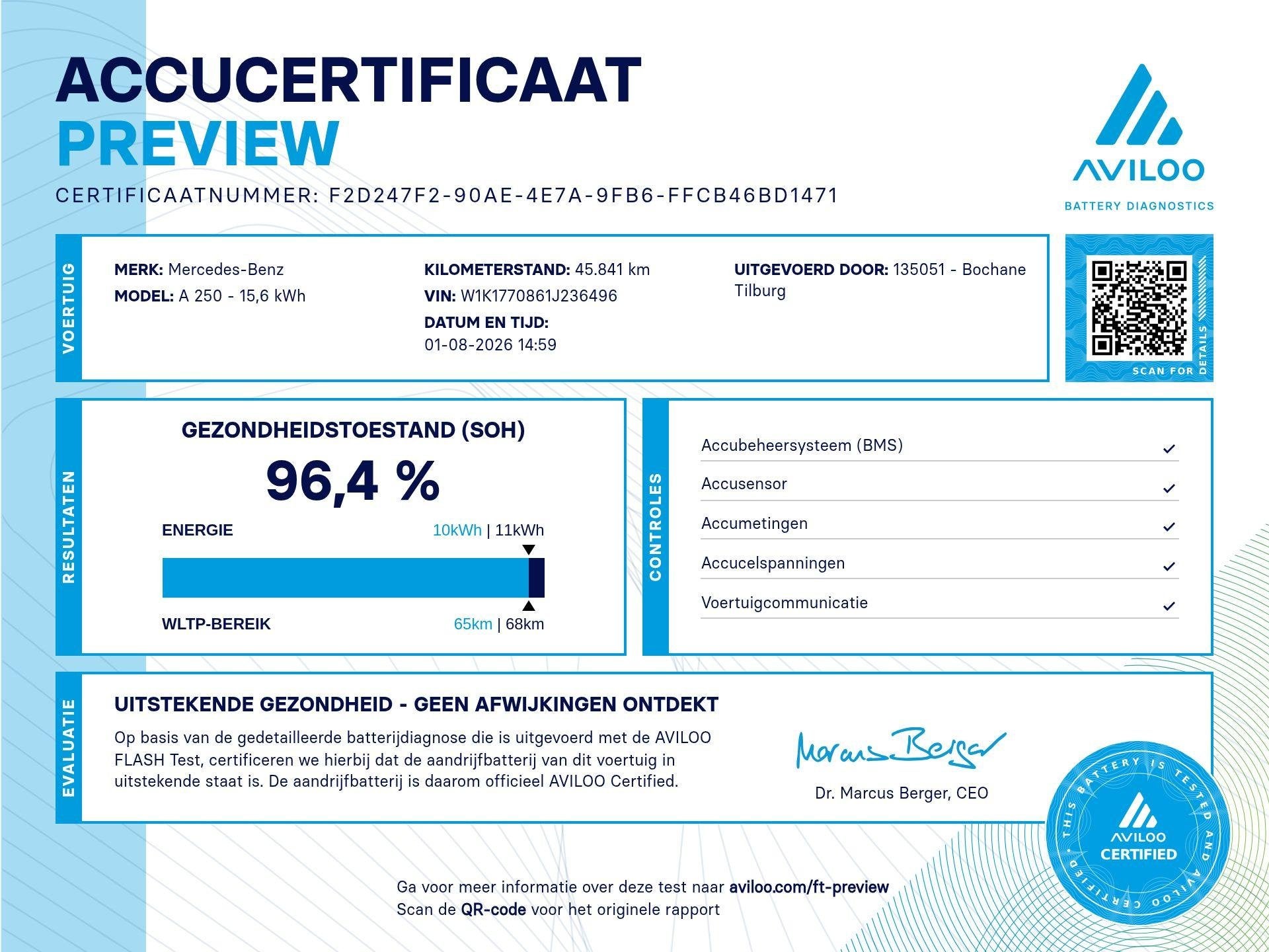 Mercedes-Benz A-klasse 250 e Business Line | SOH 96,4% Autom, Auto's, Mercedes-Benz, Gebruikt, 4 cilinders, 16 kWh, Leder en Stof