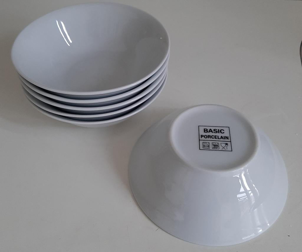 6 witte schaaltjes Basic Porcelain, Ophalen, Nieuw, Schaal of Schalen, Effen