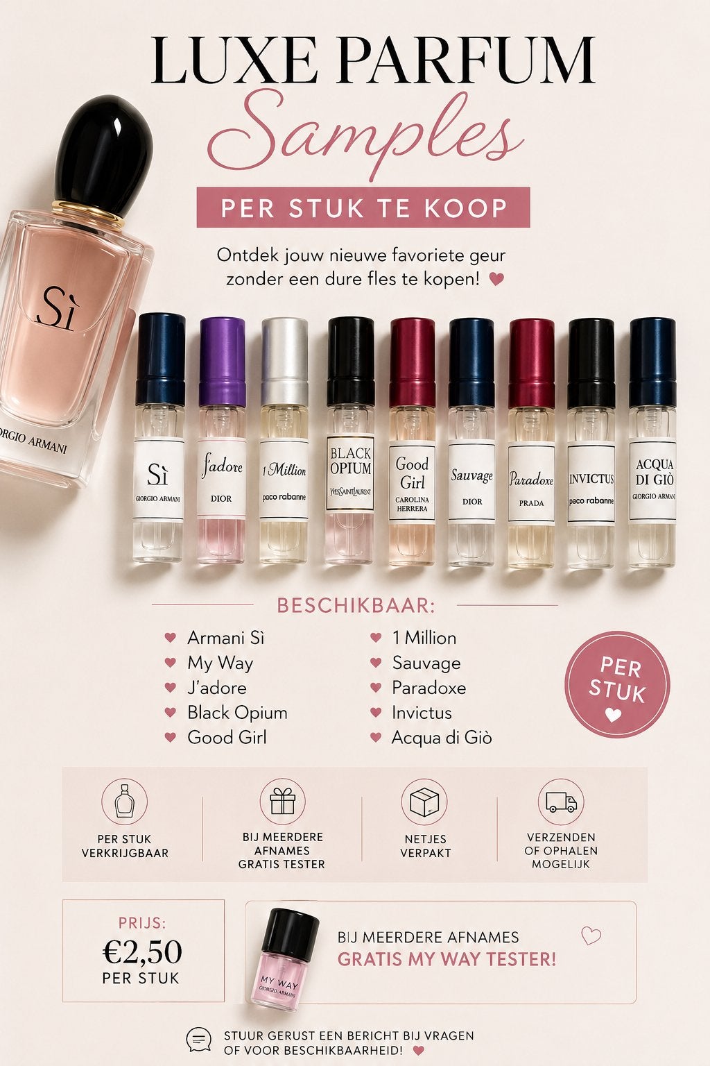 Luxe parfum samples - Ontdek jouw favoriete geur!, Ophalen of Verzenden, Nieuw