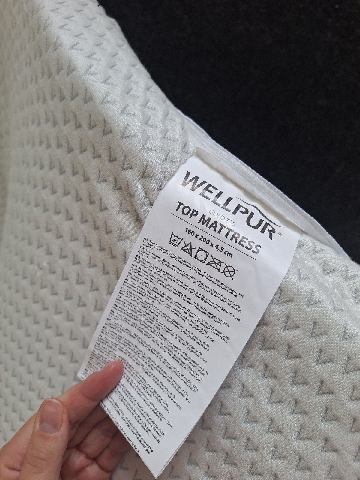 Wellpur topmatras 160x200x4,5, Ophalen, Tweepersoons, Zo goed als nieuw, Matras