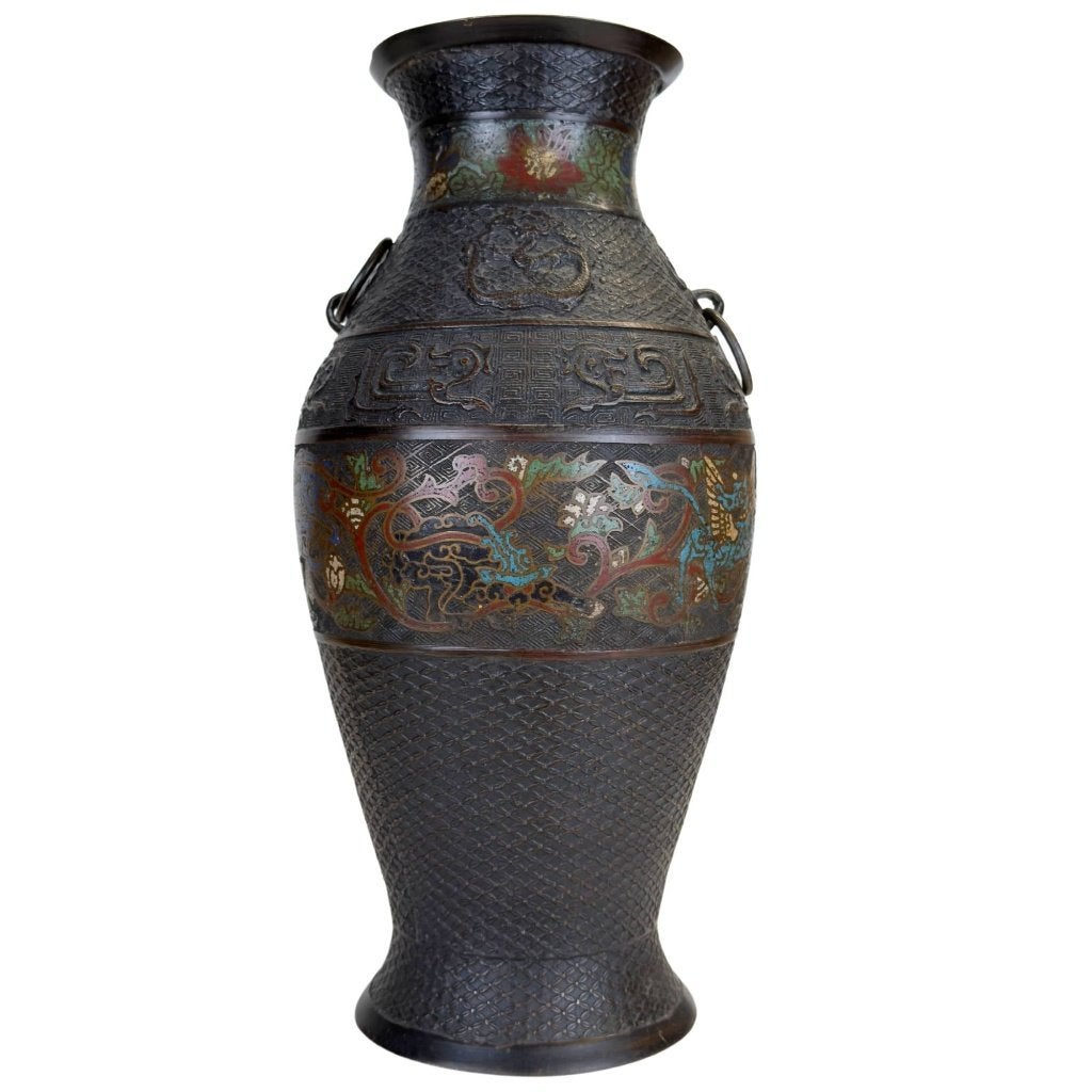 Vaas – Japans brons – Champlevé – 43 cm, Antiek en Kunst, Japan, Ophalen of Verzenden, Vaas, Brons