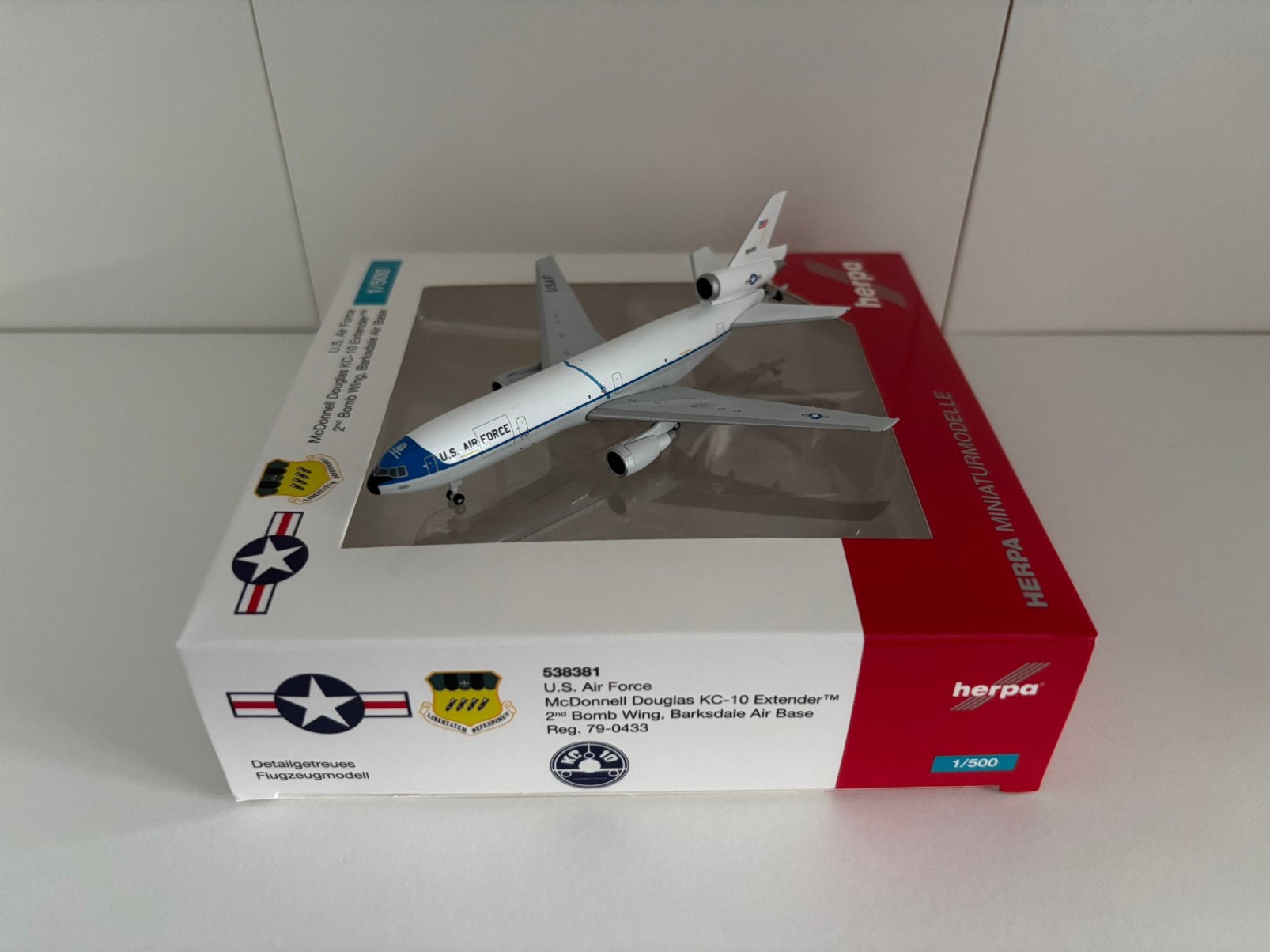Herpa 538381 U.S. Air Force McDonnell Douglas KC-10 1:500, Ophalen of Verzenden, Zo goed als nieuw, Schaalmodel