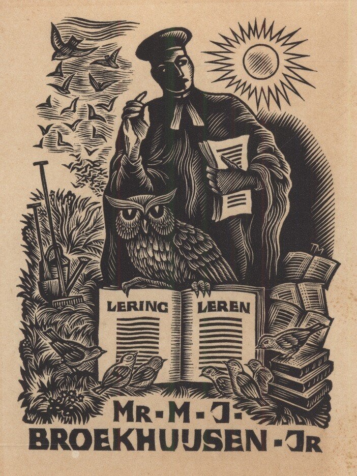 1254 Ex Libris Nederland : Thijs Mauve, 1942, Antiek en Kunst, Verzenden, Ex libris