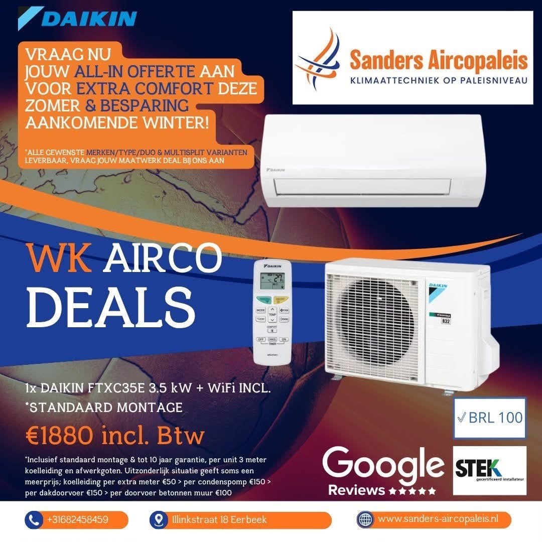 Airco systemen Daikin Mitsubishi LG incl montage!!, Witgoed en Apparatuur, Airco's, Nieuw, 3 snelheden of meer, Ophalen of Verzenden