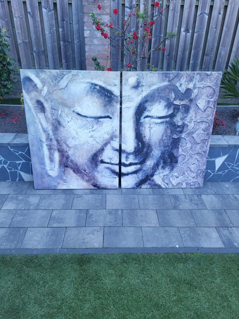 Mooi 2-luik Boeddha schilderij van Juul, Ophalen