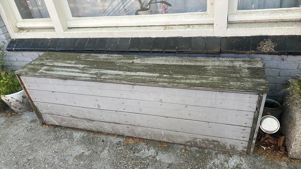 opbergbank bank bak tuinkussens afval, Tuin en Terras, Ophalen, Zo goed als nieuw, Hout