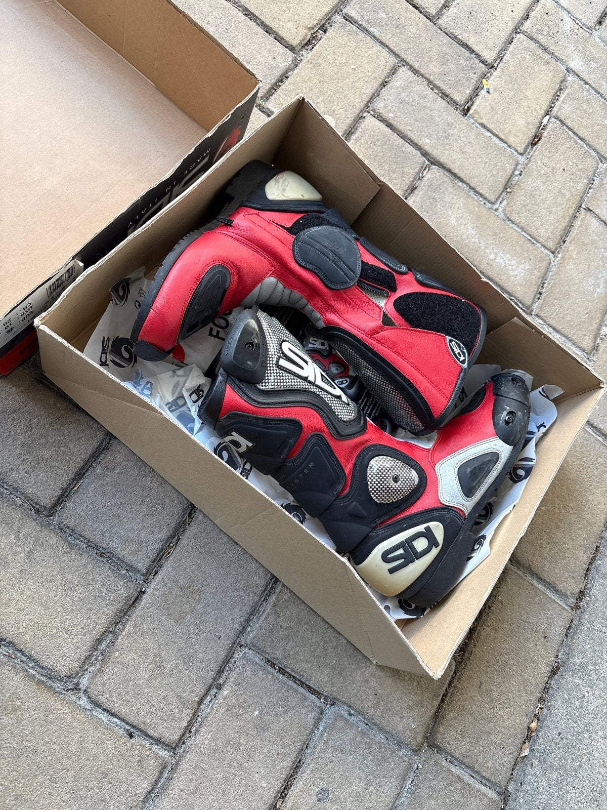 Sidi motorlaarzen maat 40 - Rood/Zwart, Motoren, Ophalen of Verzenden, Tweedehands, Heren, Laarzen