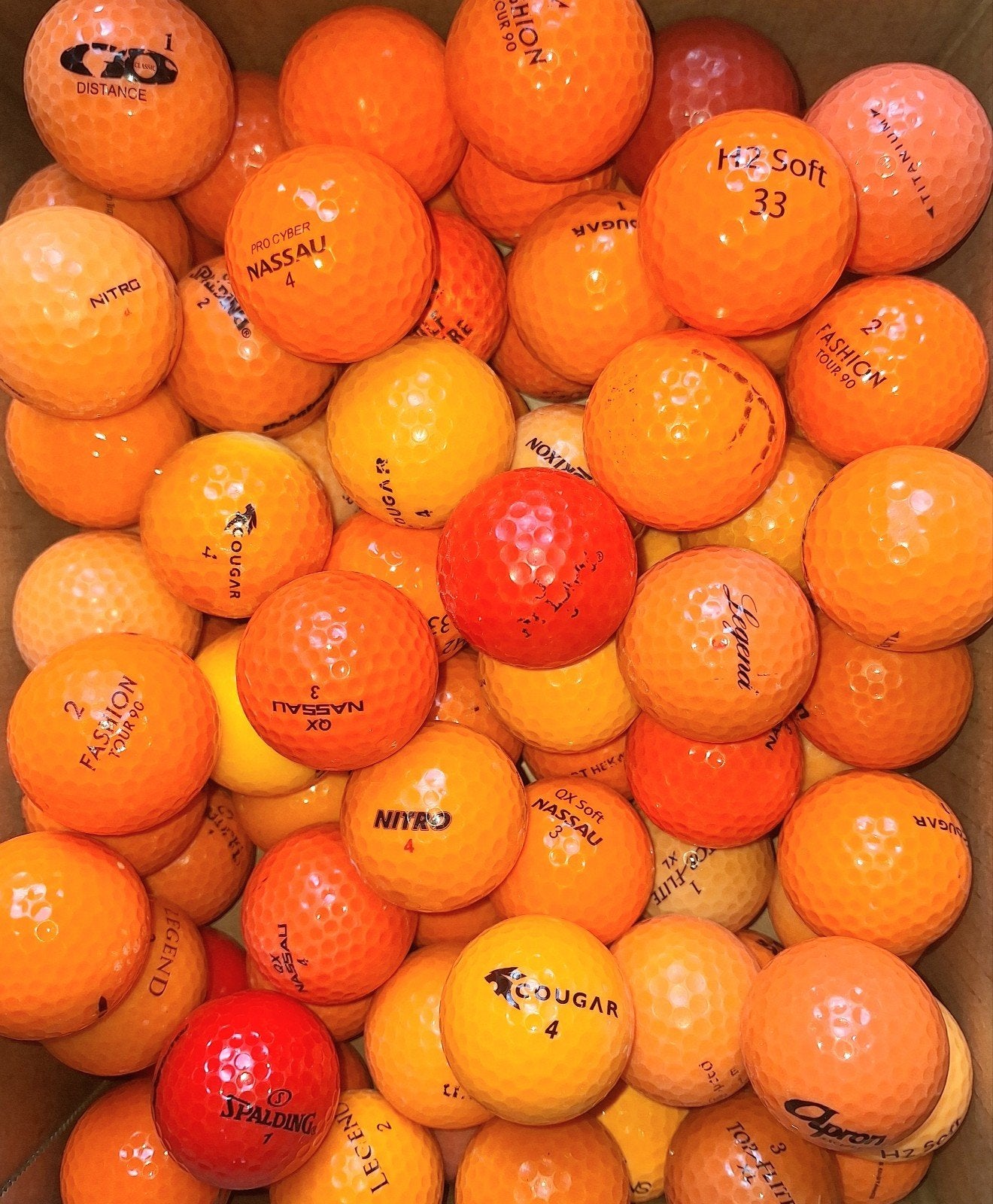 50 Oranje mix golfballen, Sport en Fitness, Golf, Ophalen of Verzenden, Bal(len)