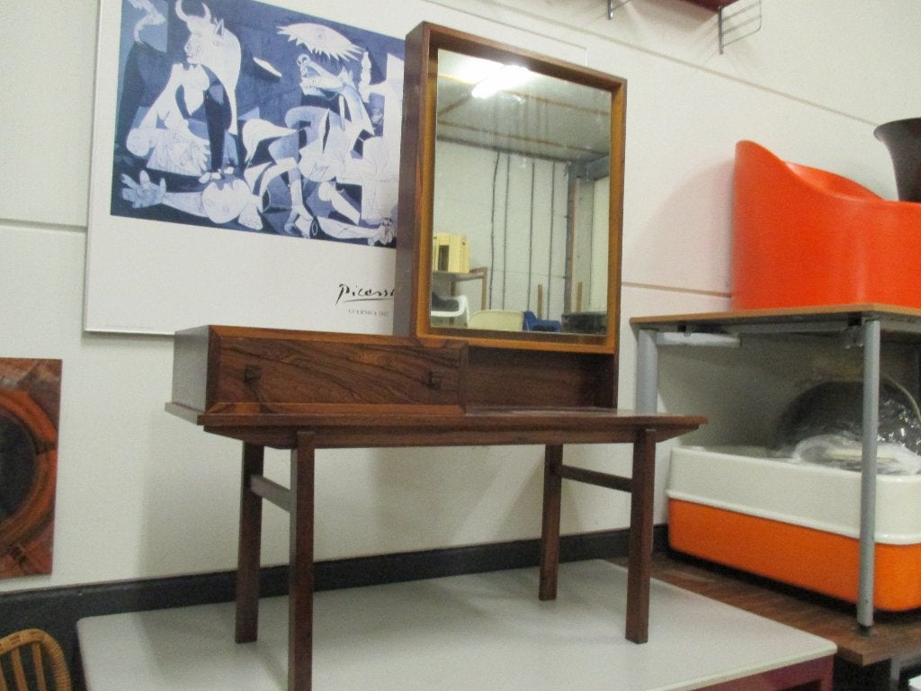 jaren 60 midcentury vintage design kaptafel teakhout retro, Huis en Inrichting, Tafels | Kaptafels, Ophalen, Gebruikt, 100 tot 150 cm