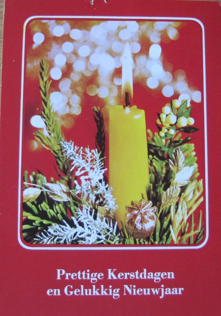Prettige kerstdagen - gele kaars met dennentakken, Verzenden