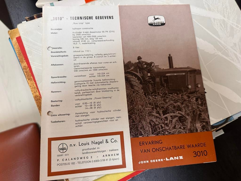 Oude folder John Deere-Lanz 3010 tractor jaren '60, Ophalen of Verzenden, Gebruikt, Overige typen