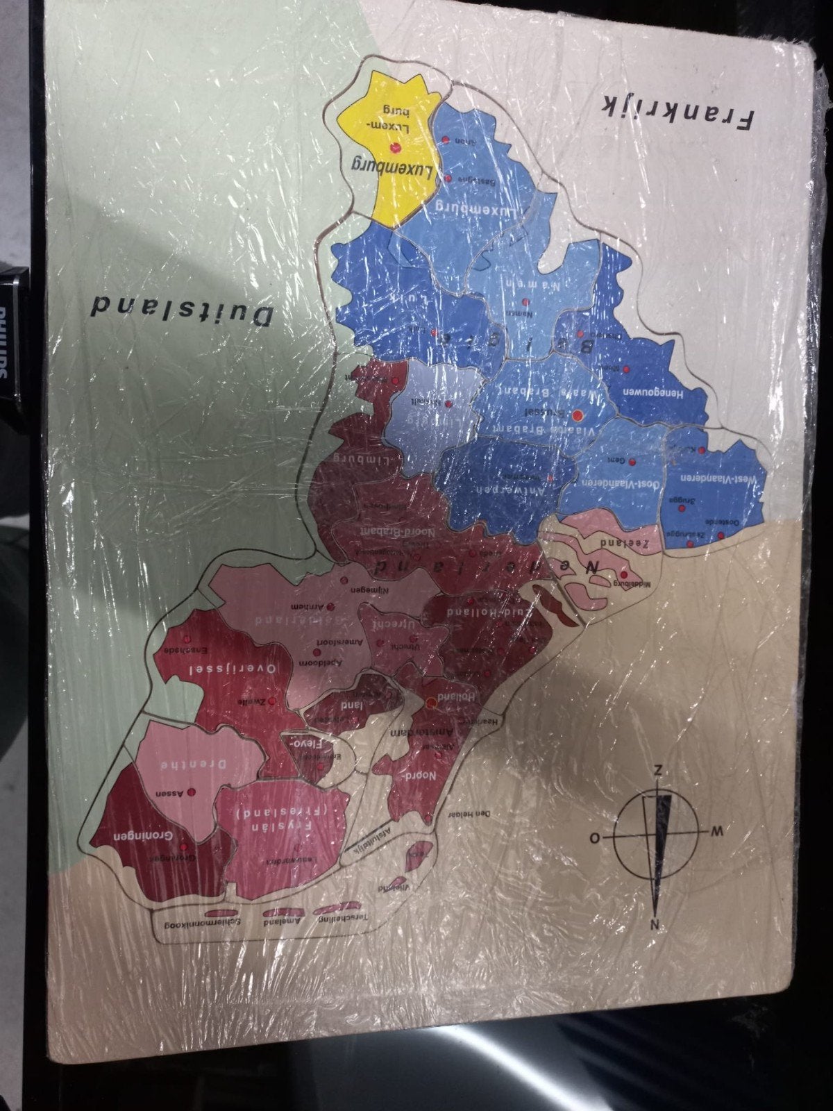 Puzzelkaart Nederland, België, Luxemburg, Ophalen, Gebruikt, Puzzelen