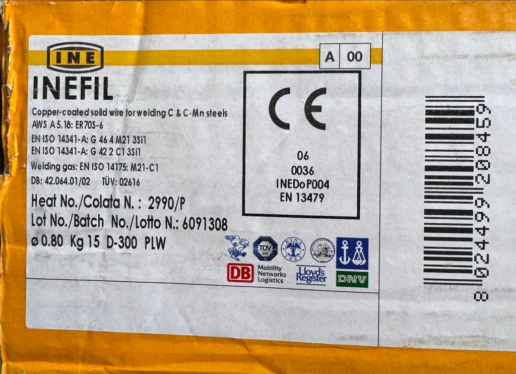 INEFIL CO2 Lasdraad 0.80mm 15kg - Kopergecoat massief draad, Doe-het-zelf en Verbouw, Gereedschap | Lasapparaten, Nieuw, Co2, Ophalen