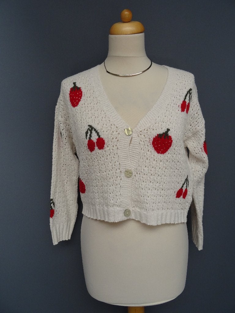 SALE !! VINTAGE ajour vestje maat S., Wit, Ophalen of Verzenden, Maat 36 (S), Onbekend