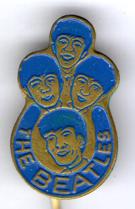 The Beatles blauw op koper popgroep speldje ( R_038), Verzenden, Nieuw, Figuurtje, Speldje of Pin