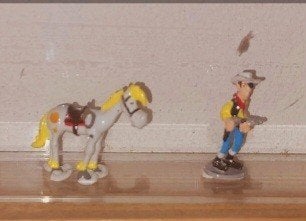 Mooie set mini lood figuren Lucky Luke Village Nugget Gulch, Verzenden, Overige figuren, Zo goed als nieuw, Beeldje of Figuurtje