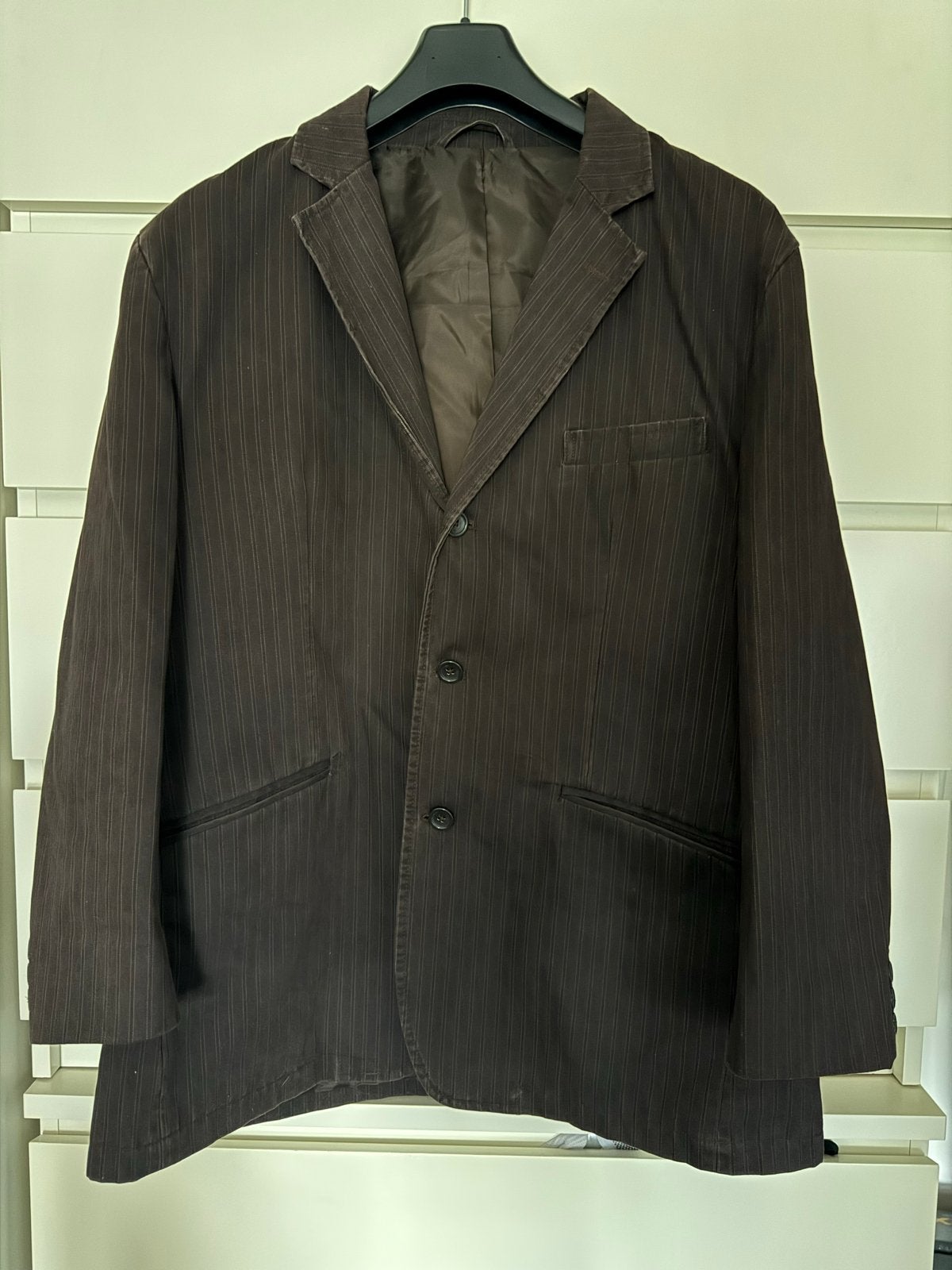 F&F Heren Colbert Maat 46 (is XL)- Bruin met krijtstreep, Kleding | Heren, Kostuums en Colberts, Ophalen of Verzenden, Zo goed als nieuw
