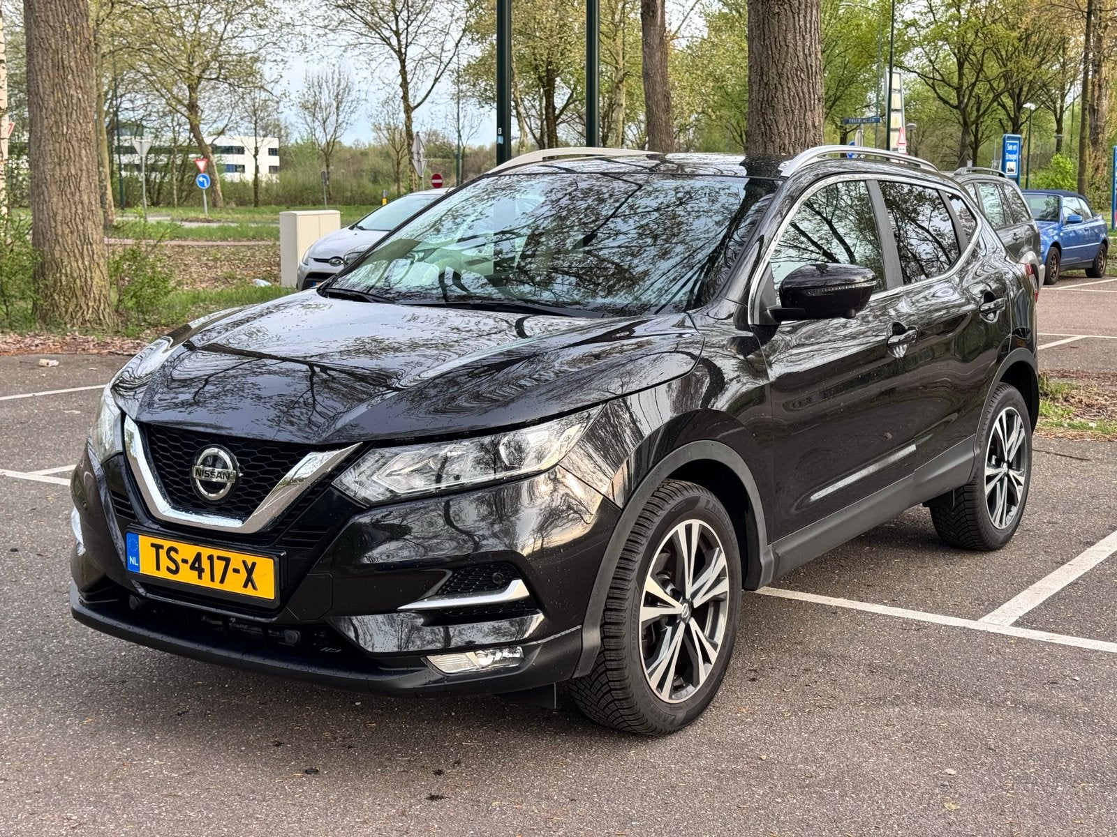 Nissan Qashqai 2018, Auto's, 4 cilinders, Zwart, Origineel Nederlands, Start-stop-systeem