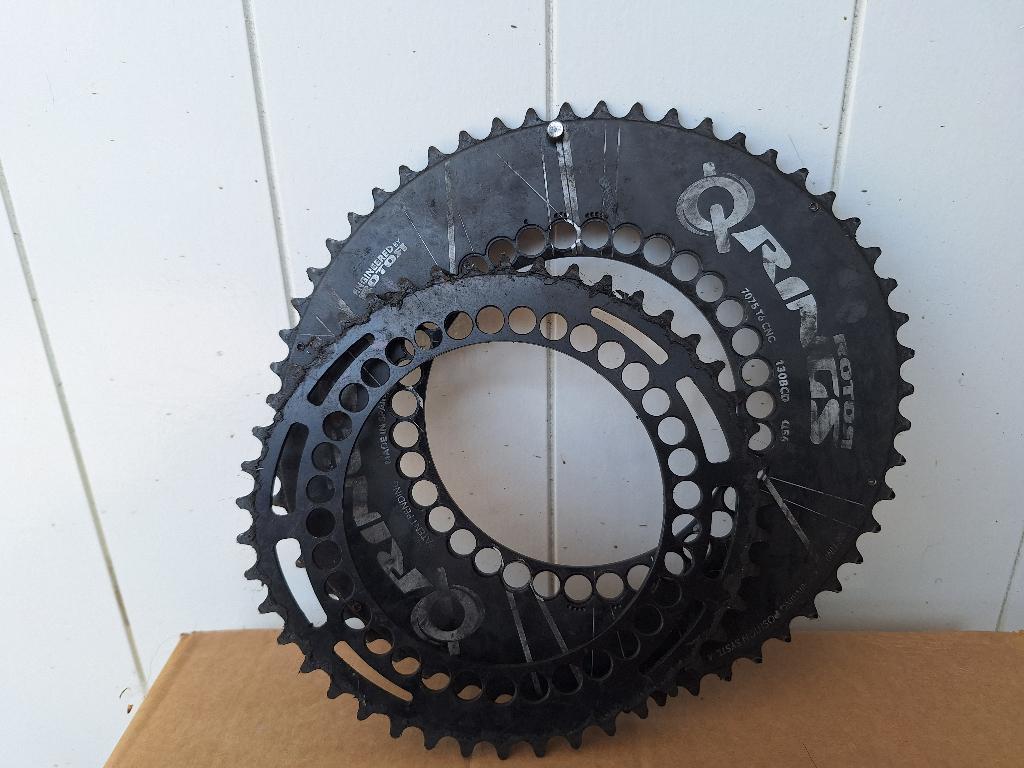 Rotor Q rings kettingbladen, steek 130BCD, 56t en 44t, Gebruikt, Ligfiets, Overige typen, Ophalen of Verzenden